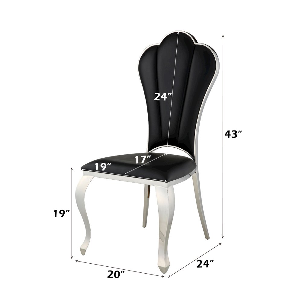 Cyrene Side Chair (Set-2) Black Synthetic Leather. Picture 9