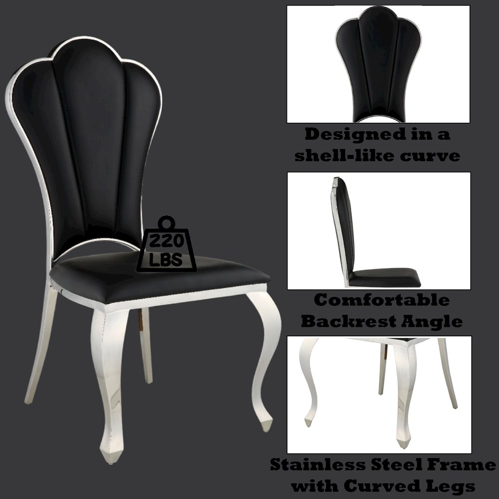 Cyrene Side Chair (Set-2) Black Synthetic Leather. Picture 10