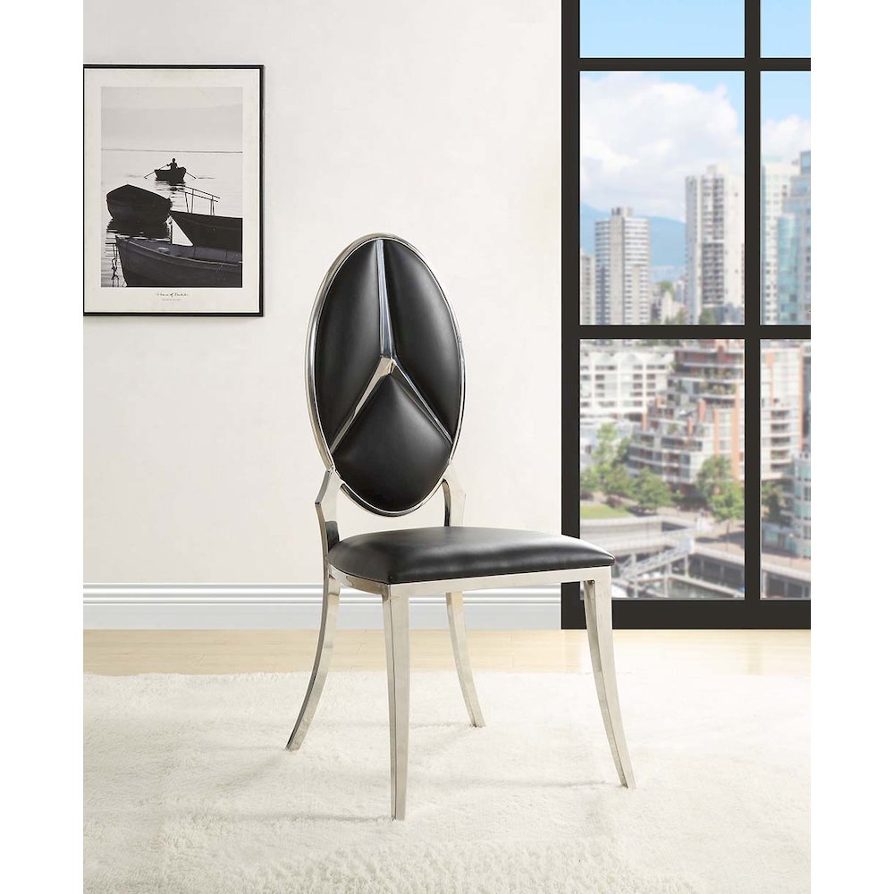 Cyrene Side Chair (Set-2) Black Synthetic Leather. Picture 1