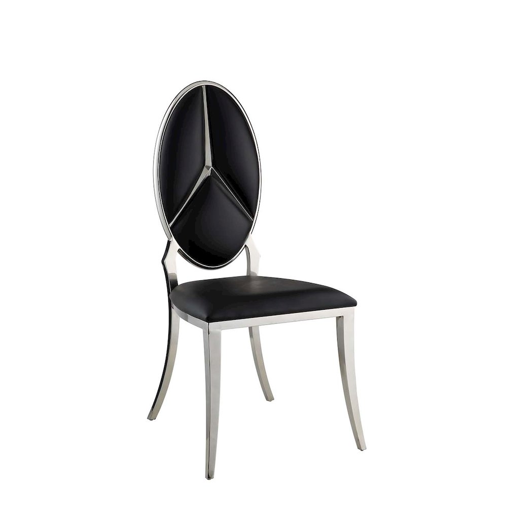 Cyrene Side Chair (Set-2) Black Synthetic Leather. Picture 2