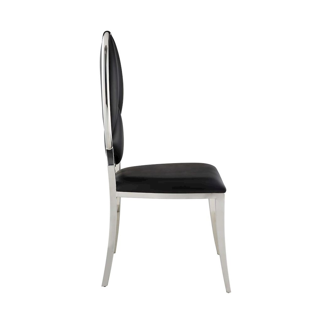 Cyrene Side Chair (Set-2) Black Synthetic Leather. Picture 4
