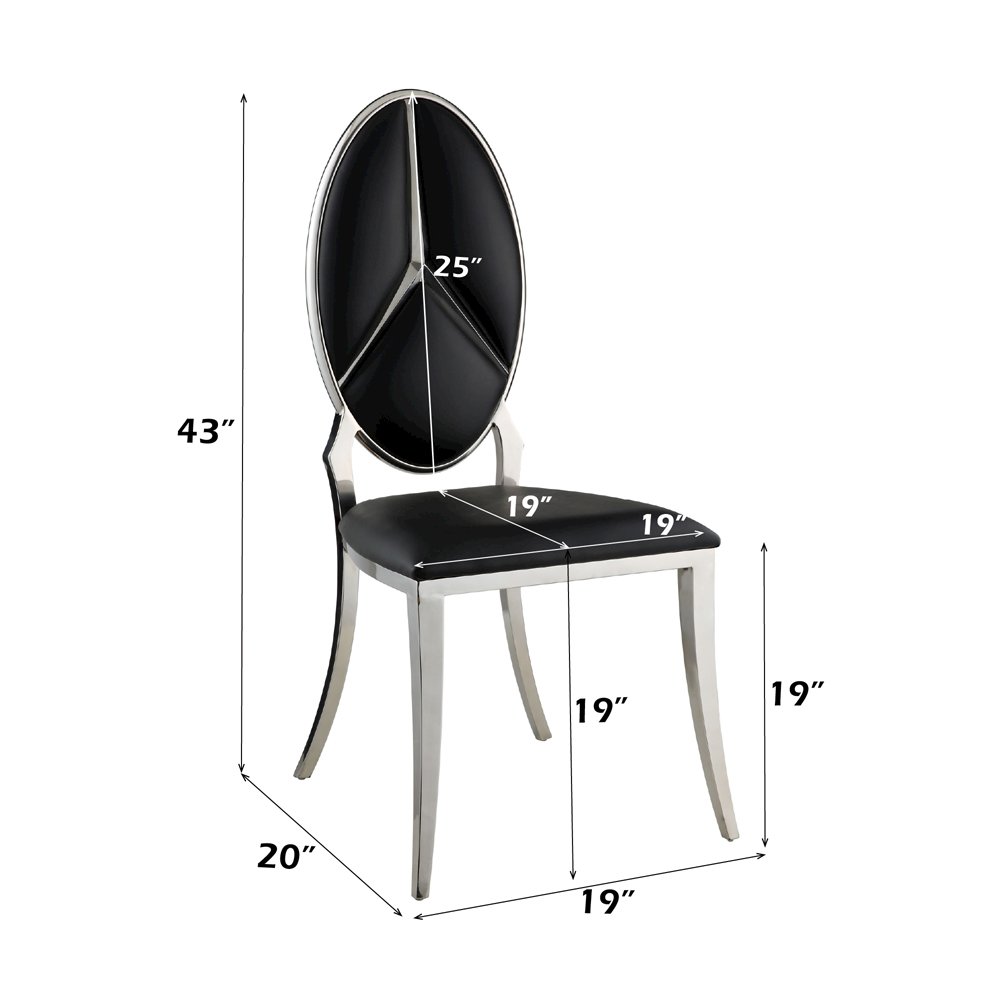 Cyrene Side Chair (Set-2) Black Synthetic Leather. Picture 7