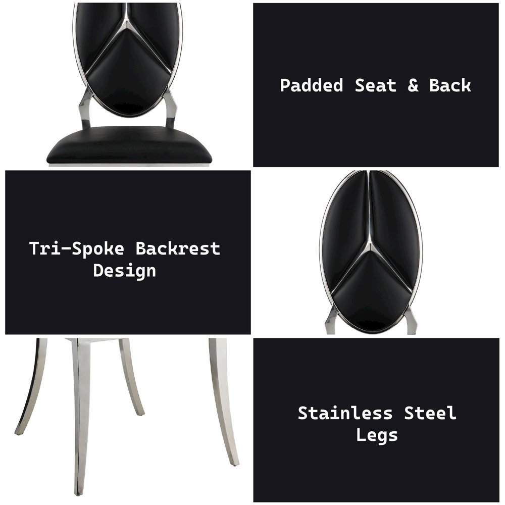 Cyrene Side Chair (Set-2) Black Synthetic Leather. Picture 8