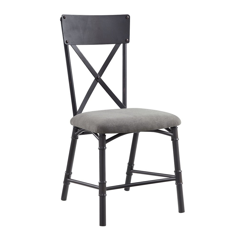 Edina Side Chair (Set-2) Gray Fabric, Oak & Sandy Black. Picture 2