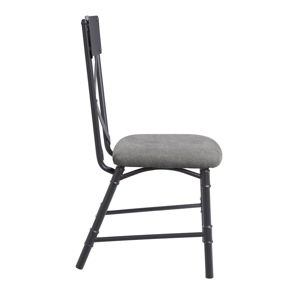 Edina Side Chair (Set-2) Gray Fabric, Oak & Sandy Black. Picture 4