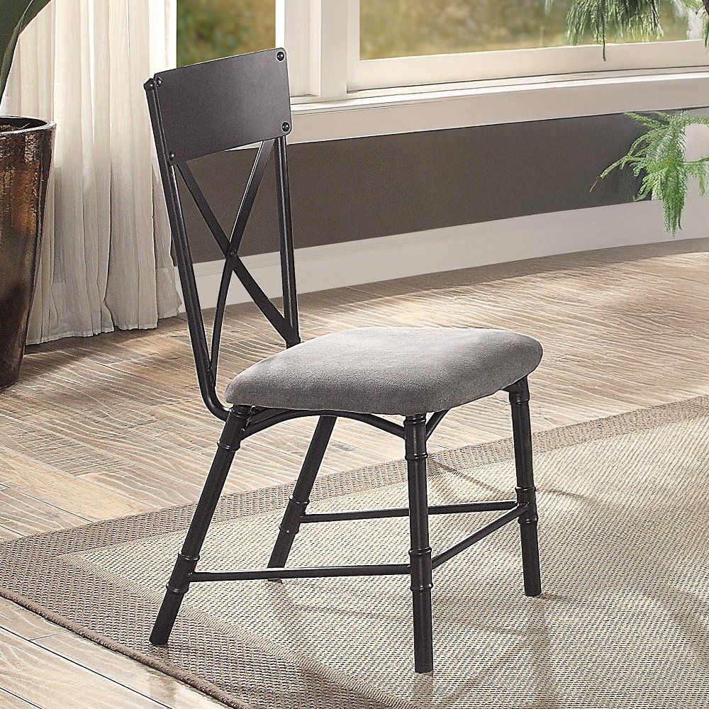 Edina Side Chair (Set-2) Gray Fabric, Oak & Sandy Black. Picture 1