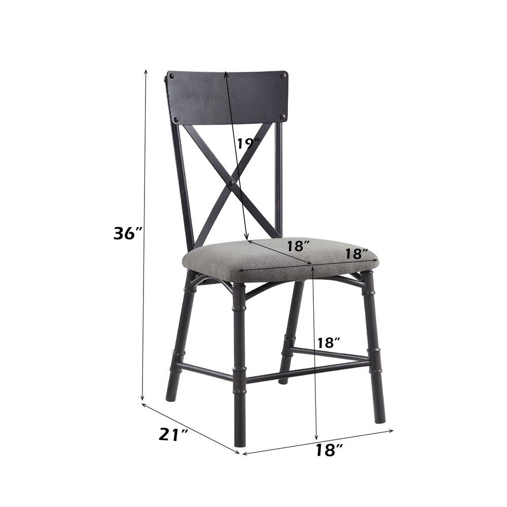 Edina Side Chair (Set-2) Gray Fabric, Oak & Sandy Black. Picture 8