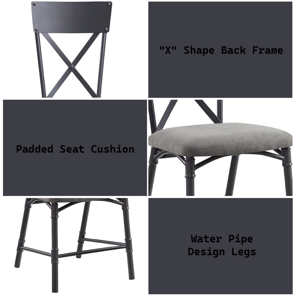 Edina Side Chair (Set-2) Gray Fabric, Oak & Sandy Black. Picture 9