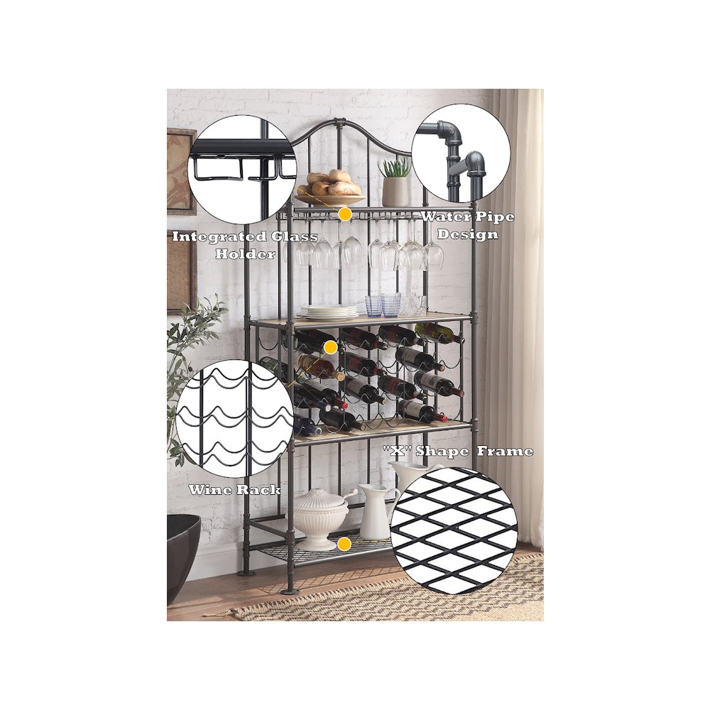 Edina Wine Rack Oak & Sandy Black. Picture 5
