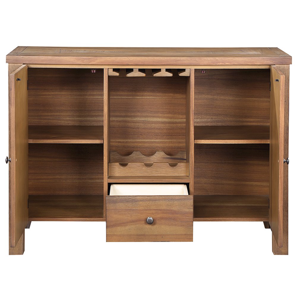 Pascaline Server Gray Fabric, Rustic Brown & Oak. Picture 4