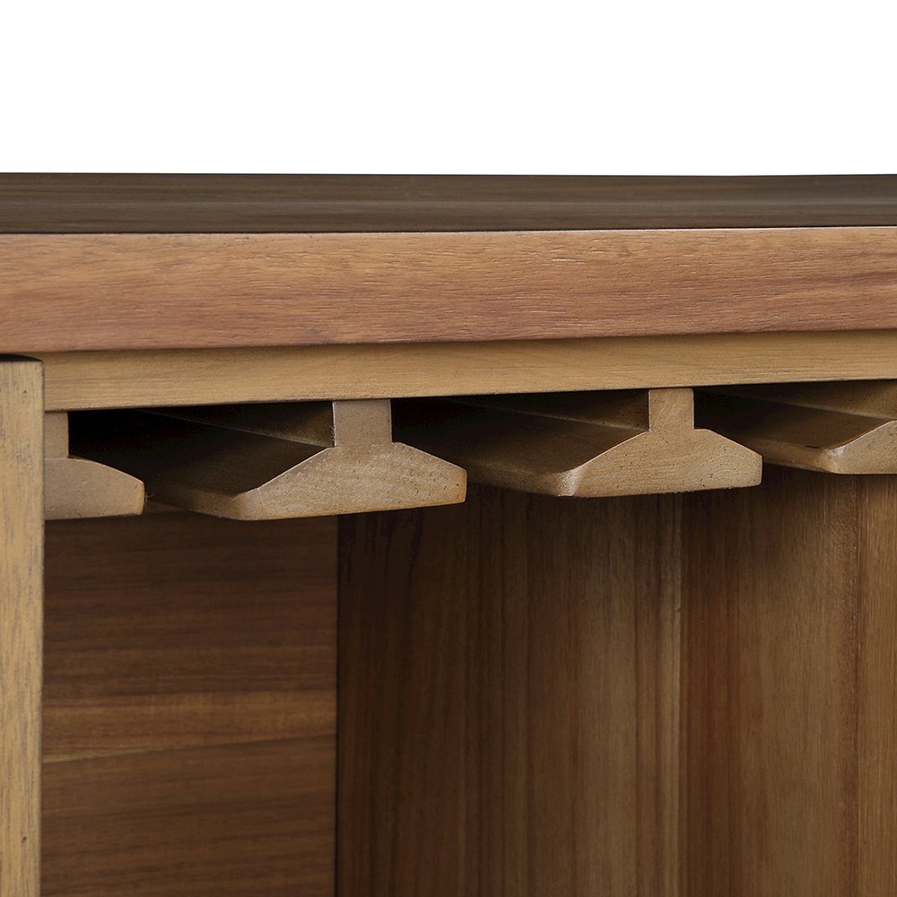 Pascaline Server Gray Fabric, Rustic Brown & Oak. Picture 5