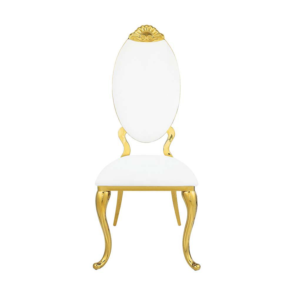 Fallon Side Chair(Set-2) White Velvet & Mirroed Gold. Picture 2