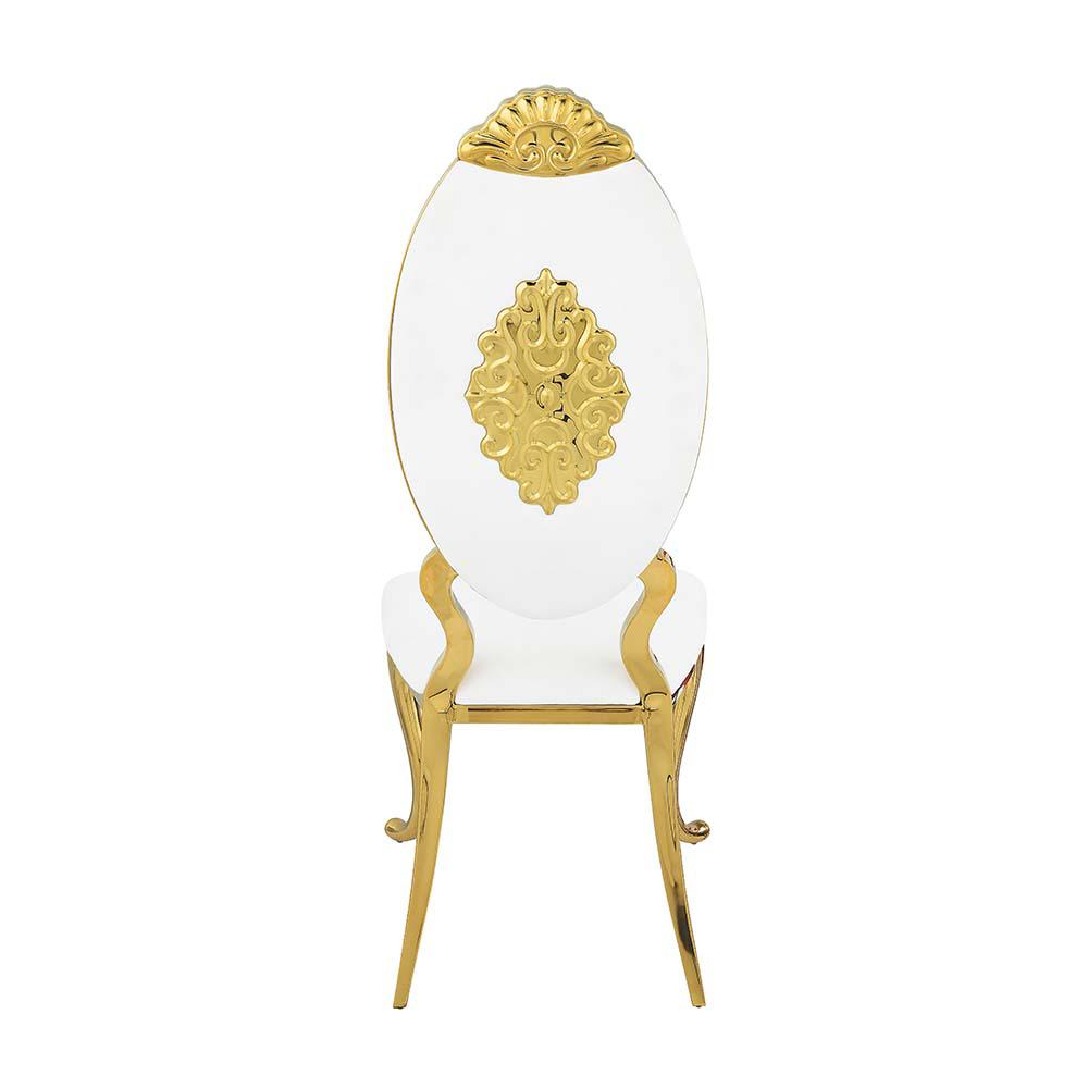 Fallon Side Chair(Set-2) White Velvet & Mirroed Gold. Picture 4