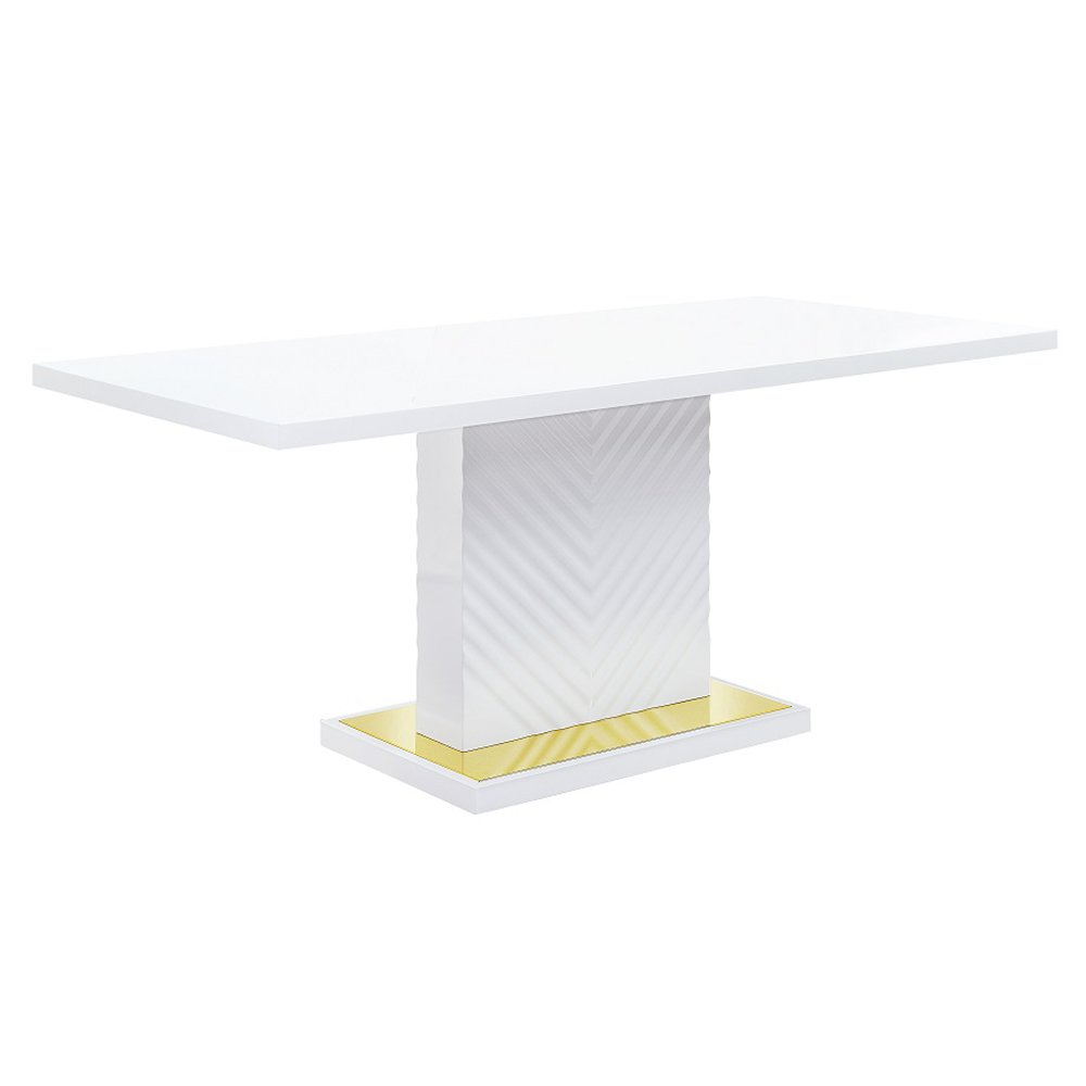 Gaines Dining Table w/Pedestal Base White High Gloss. Picture 2