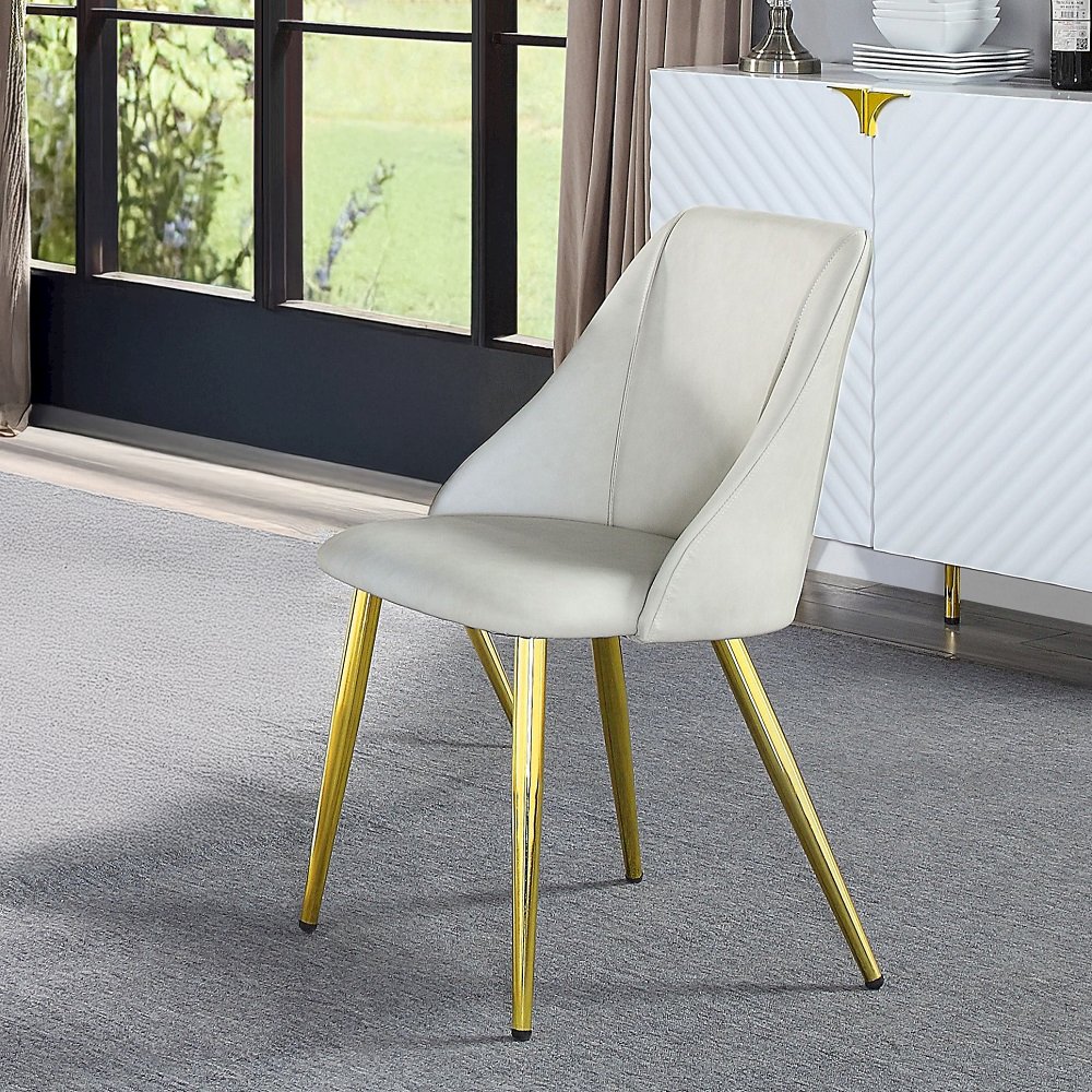 Gaines Side Chair(Set-2) White Synthetic Leather. Picture 1