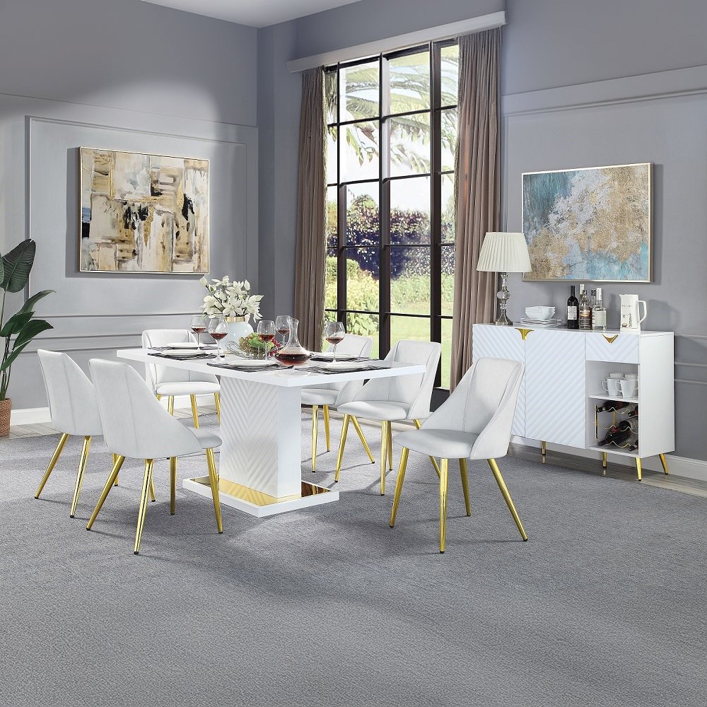 Gaines Side Chair(Set-2) White Synthetic Leather. Picture 8