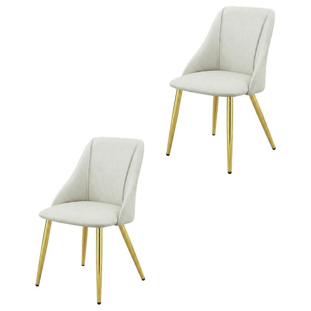 PU Leather Dining Chairs, Contemporary Living Room Accents, White Synthetic, Set of 2. Picture 1