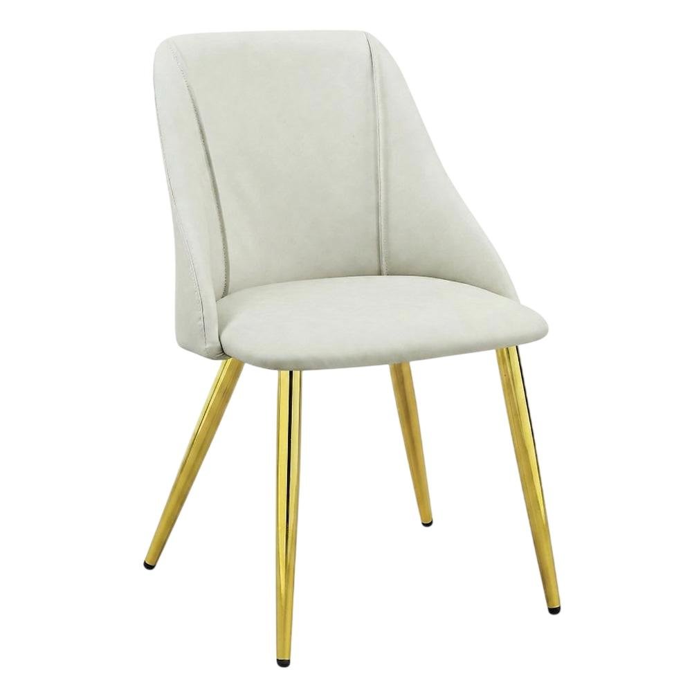 PU Leather Dining Chairs, Contemporary Living Room Accents, White Synthetic. Picture 4