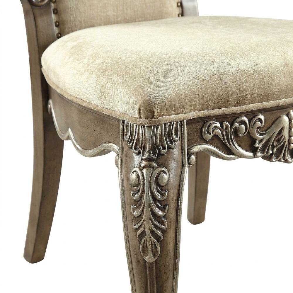 Upholstered Wood Dining Chairs with Transitional Style, Antique Oak, Set of 2. Picture 8