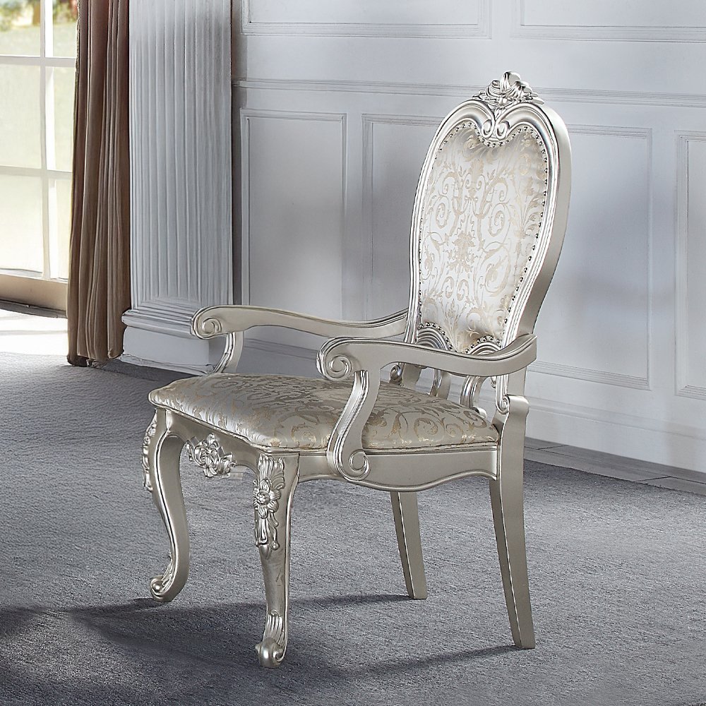Bently Arm Chair (Set-2) Pattern Linen & Champagne. Picture 1