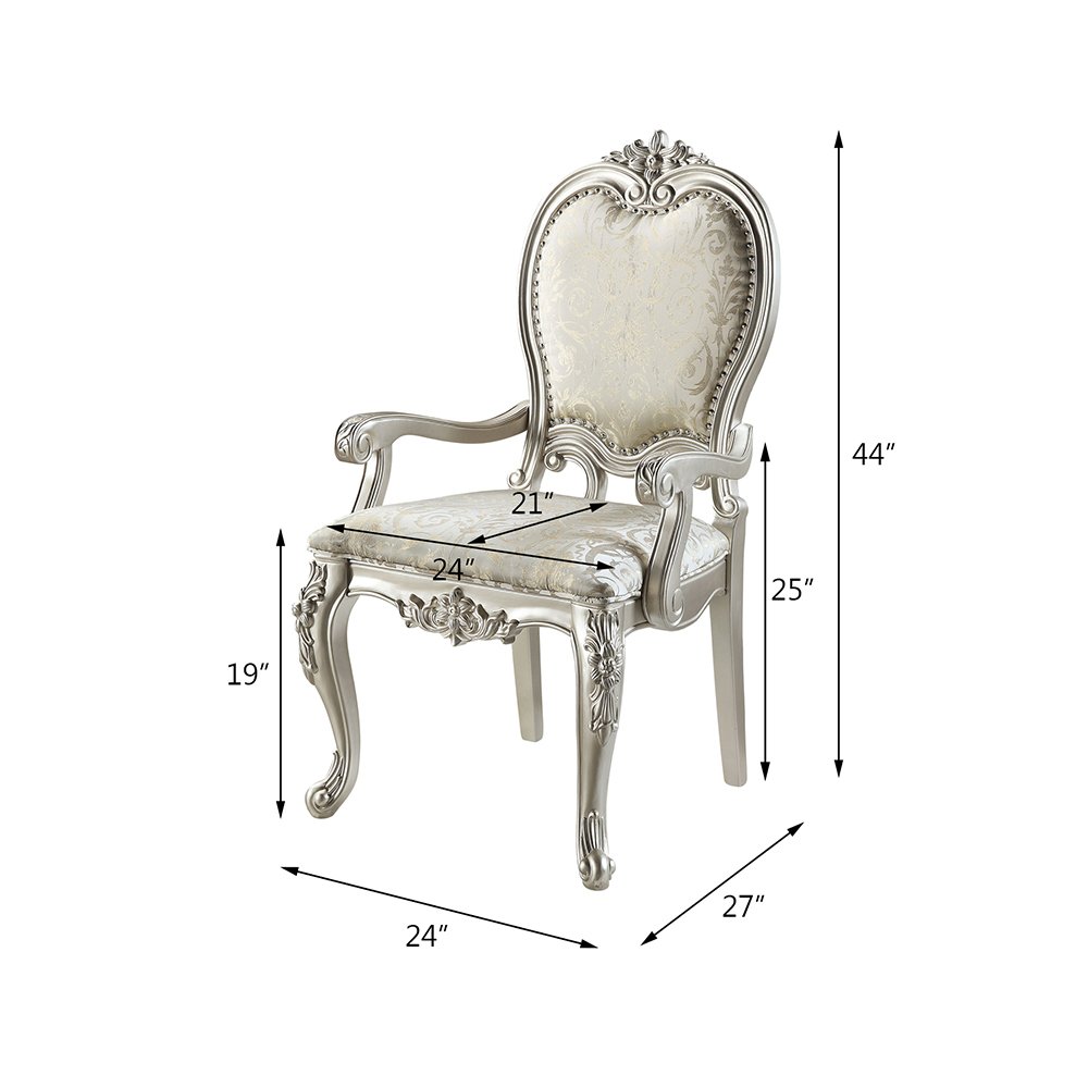 Bently Arm Chair (Set-2) Pattern Linen & Champagne. Picture 8