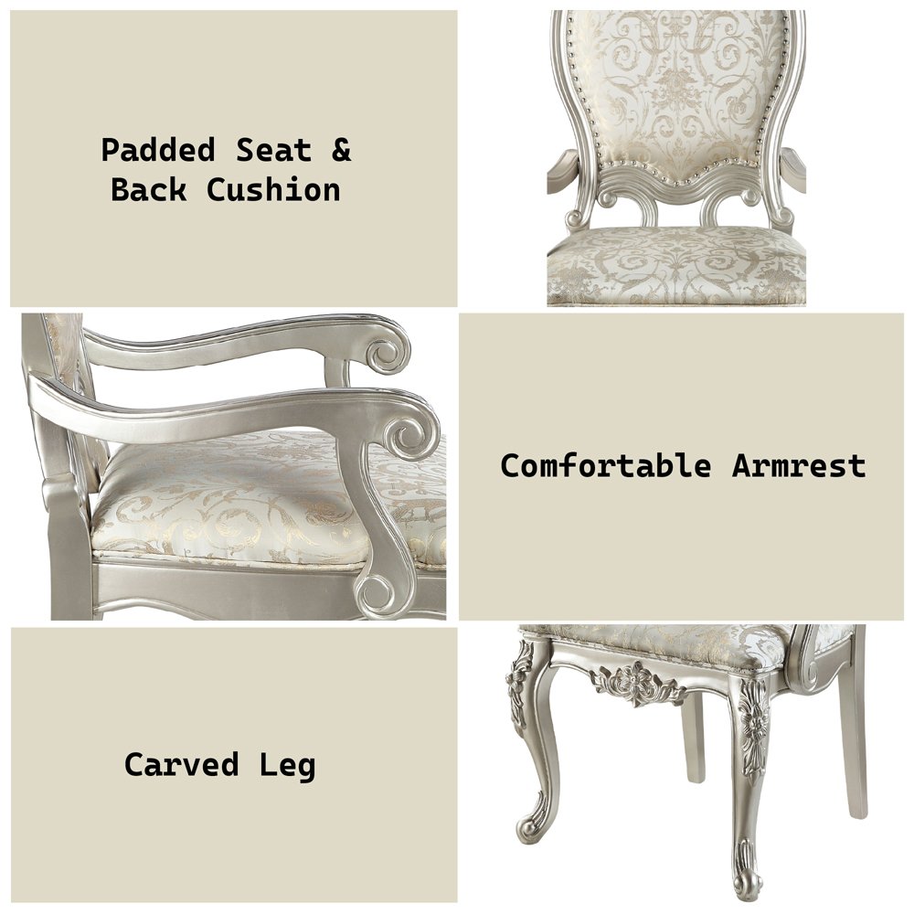 Bently Arm Chair (Set-2) Pattern Linen & Champagne. Picture 9