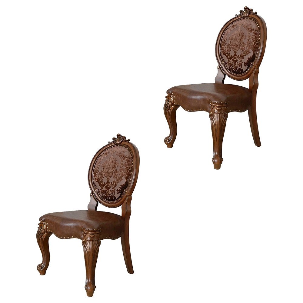 Upholstered Wood Dining Side Chair with Transitional Style, Cherry, Set of 2. Picture 1