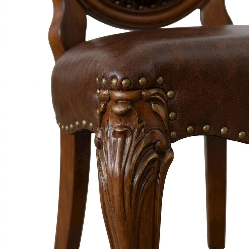 Upholstered Wood Dining Side Chair with Transitional Style, Cherry, Set of 2. Picture 8