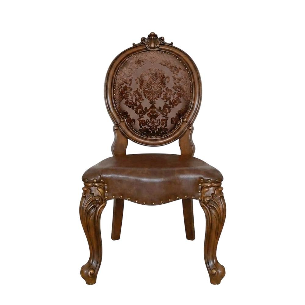 Upholstered Wood Dining Side Chair with Transitional Style, Cherry, Set of 2. Picture 2