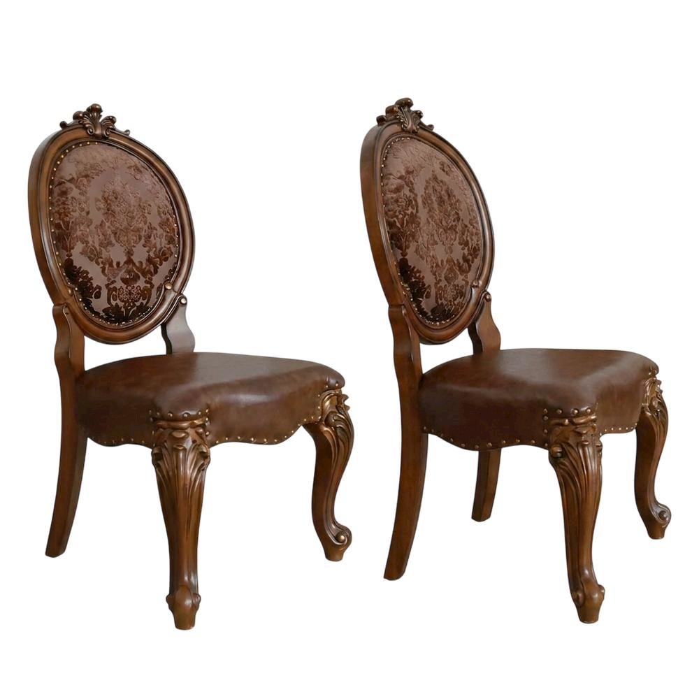 Upholstered Wood Dining Side Chair with Transitional Style, Cherry, Set of 2. Picture 5