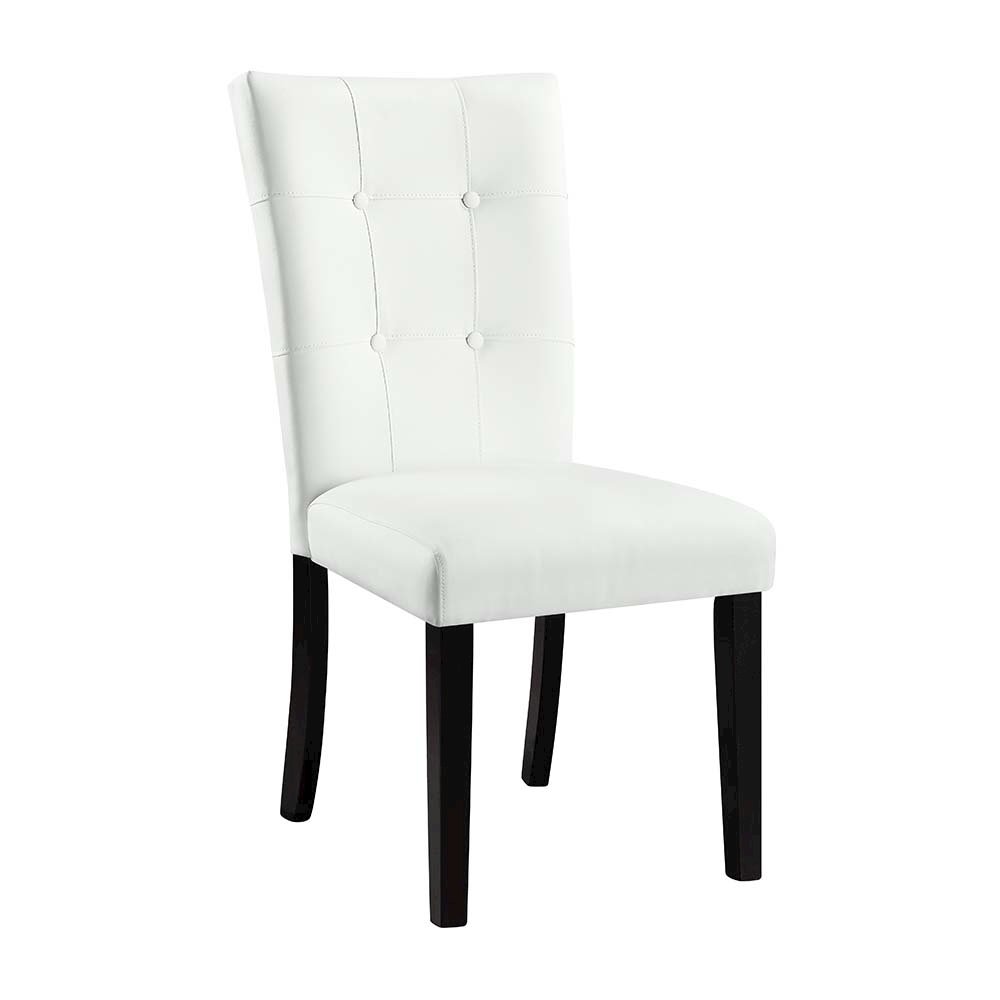 Hussein Side Chair (Set-2) White Synthetic Leather & Black Finish. Picture 2