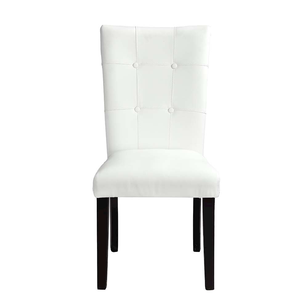Hussein Side Chair (Set-2) White Synthetic Leather & Black Finish. Picture 3