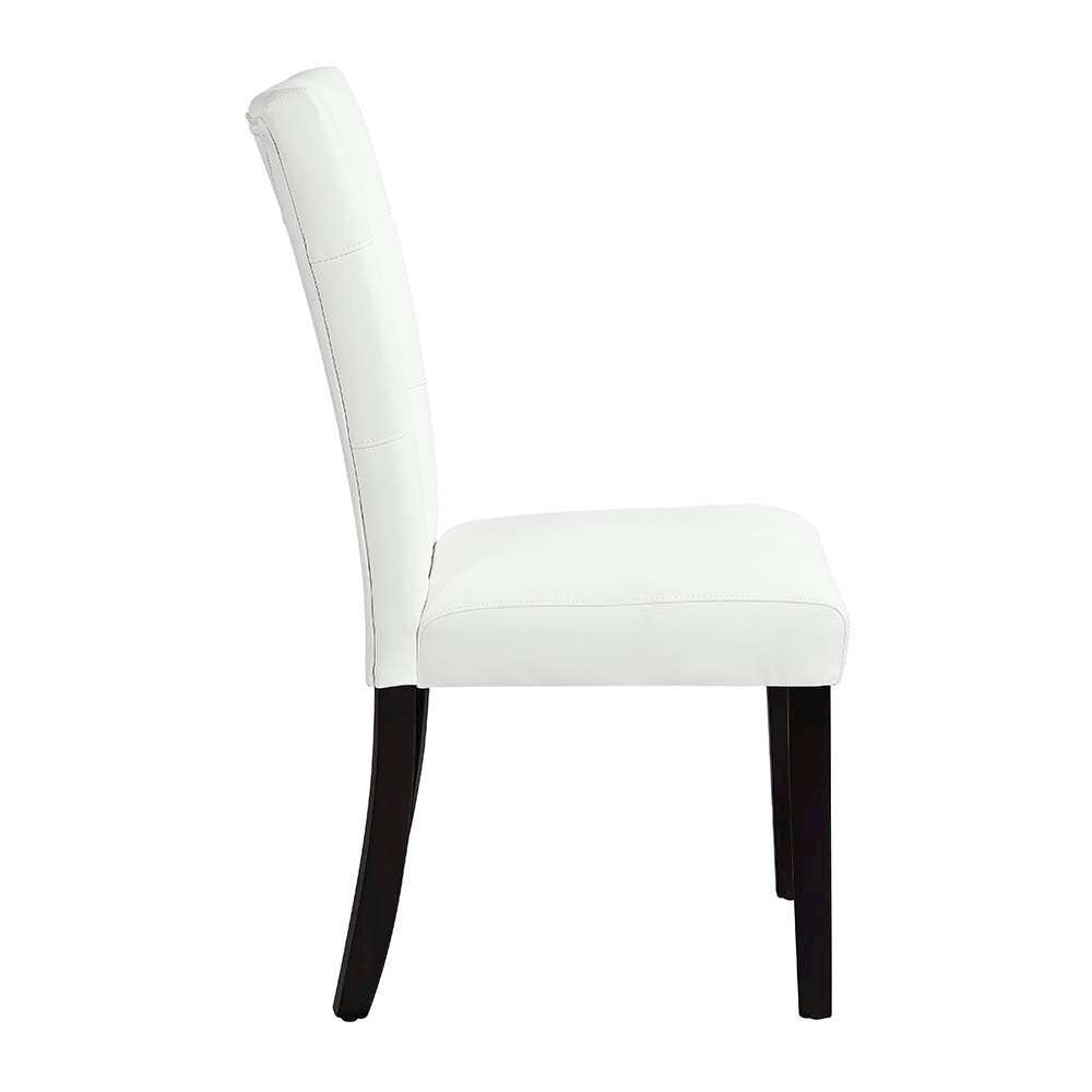 Hussein Side Chair (Set-2) White Synthetic Leather & Black Finish. Picture 4