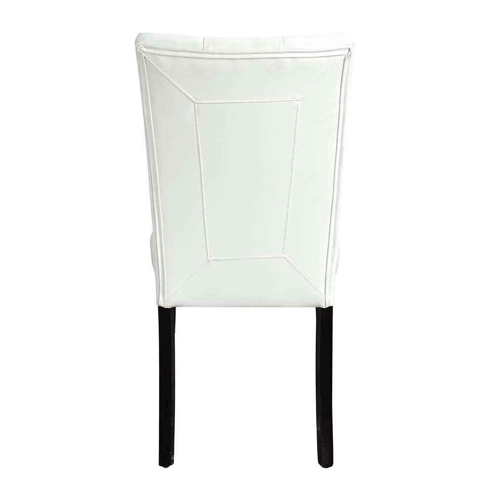 Hussein Side Chair (Set-2) White Synthetic Leather & Black Finish. Picture 5
