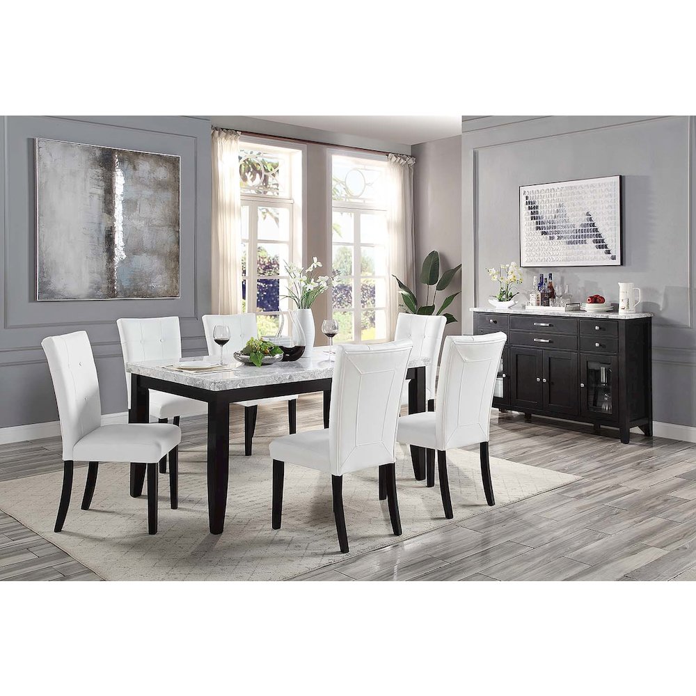 Hussein Side Chair (Set-2) White Synthetic Leather & Black Finish. Picture 7