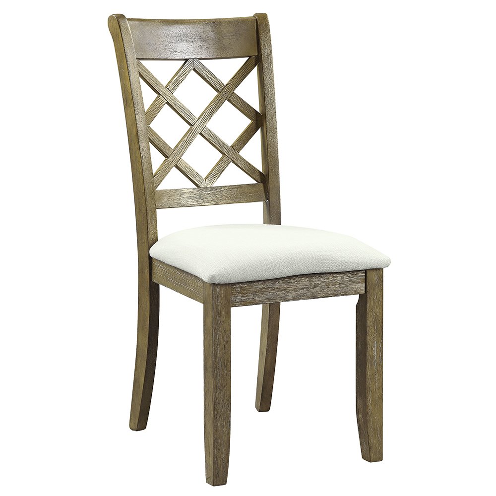 Karsen Side Chair (Set-2) Beige Linen & Rustic Oak. Picture 2