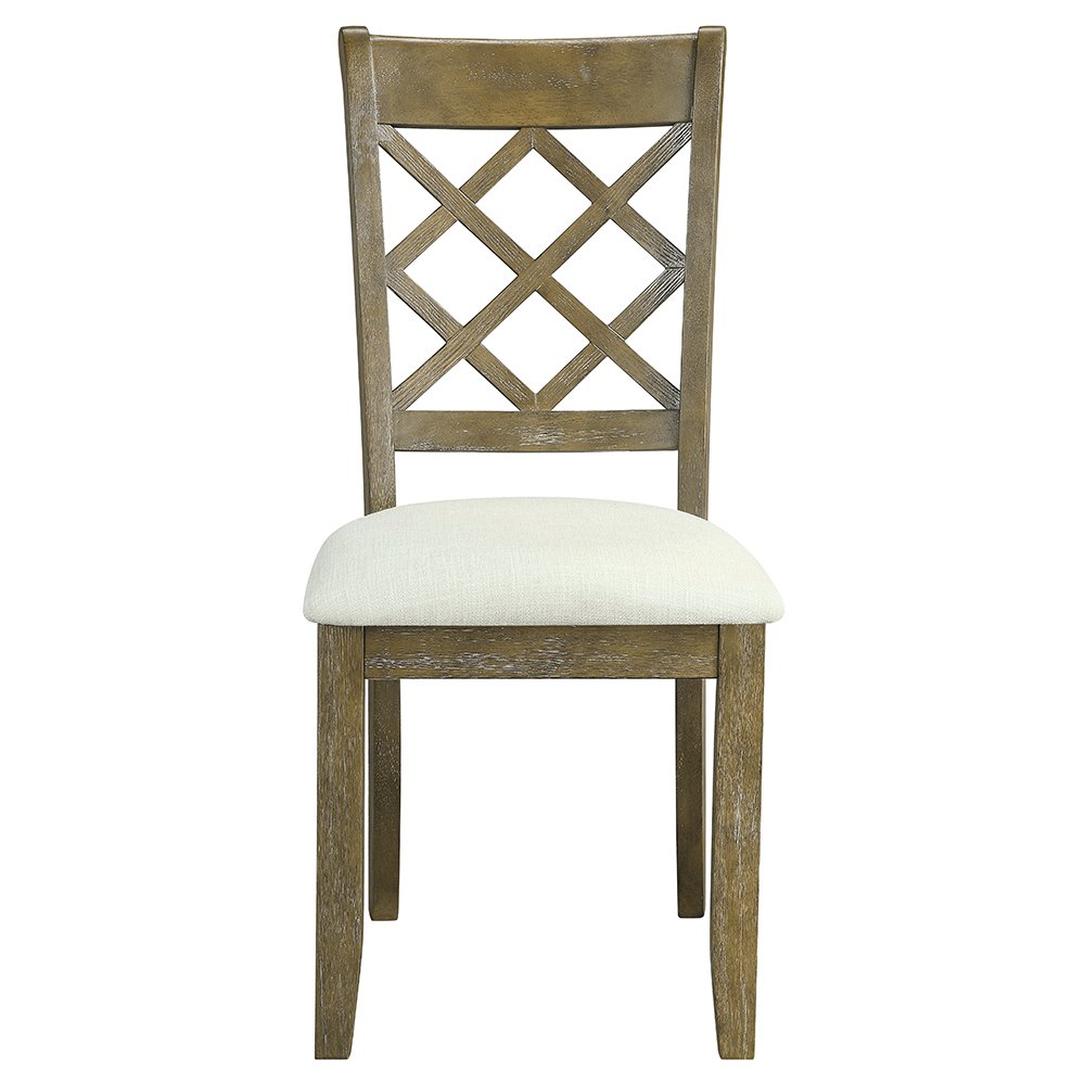 Karsen Side Chair (Set-2) Beige Linen & Rustic Oak. Picture 3