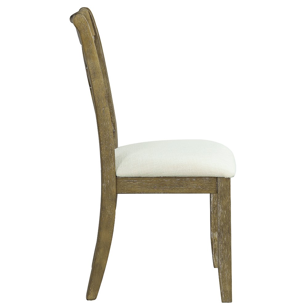 Karsen Side Chair (Set-2) Beige Linen & Rustic Oak. Picture 4