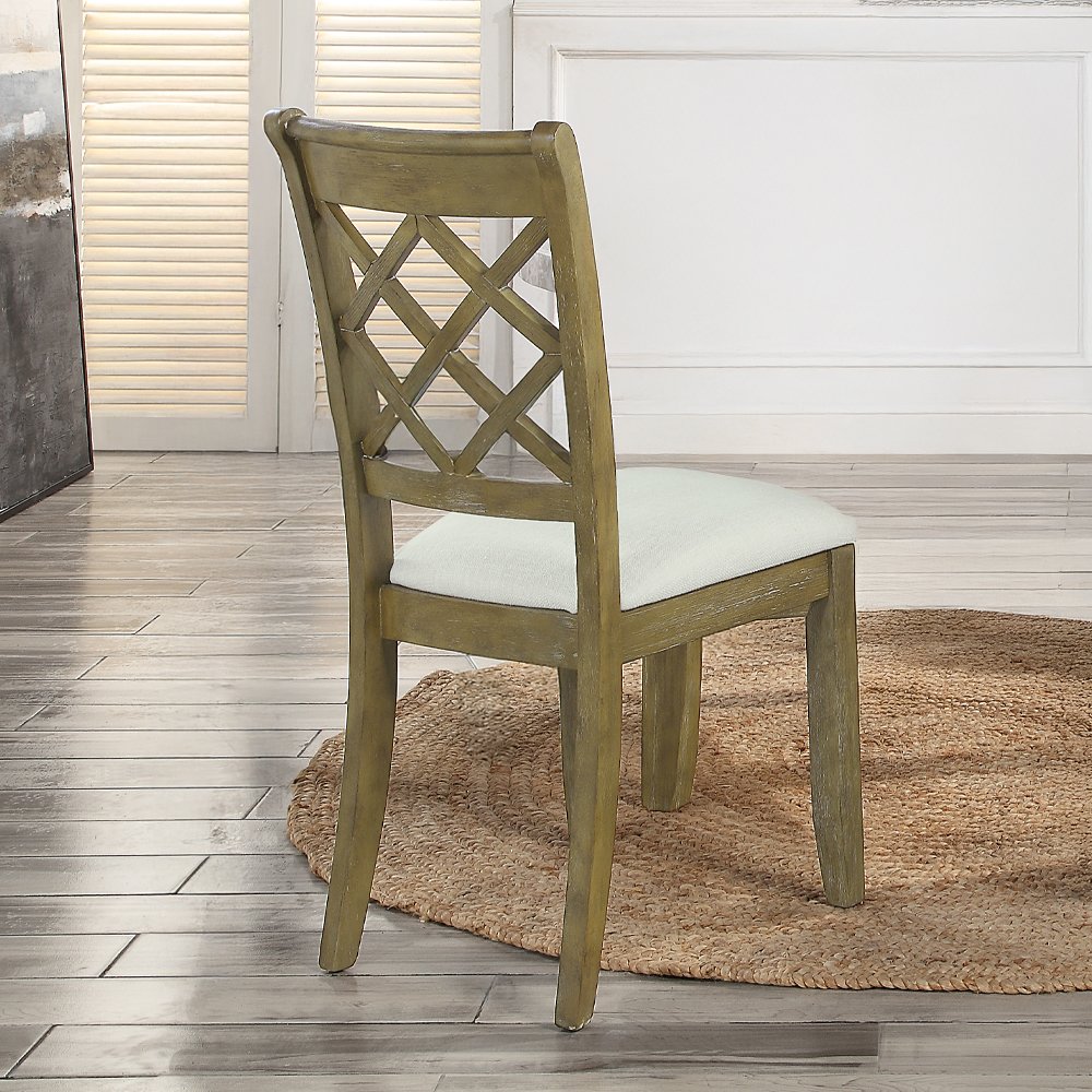 Karsen Side Chair (Set-2) Beige Linen & Rustic Oak. Picture 1