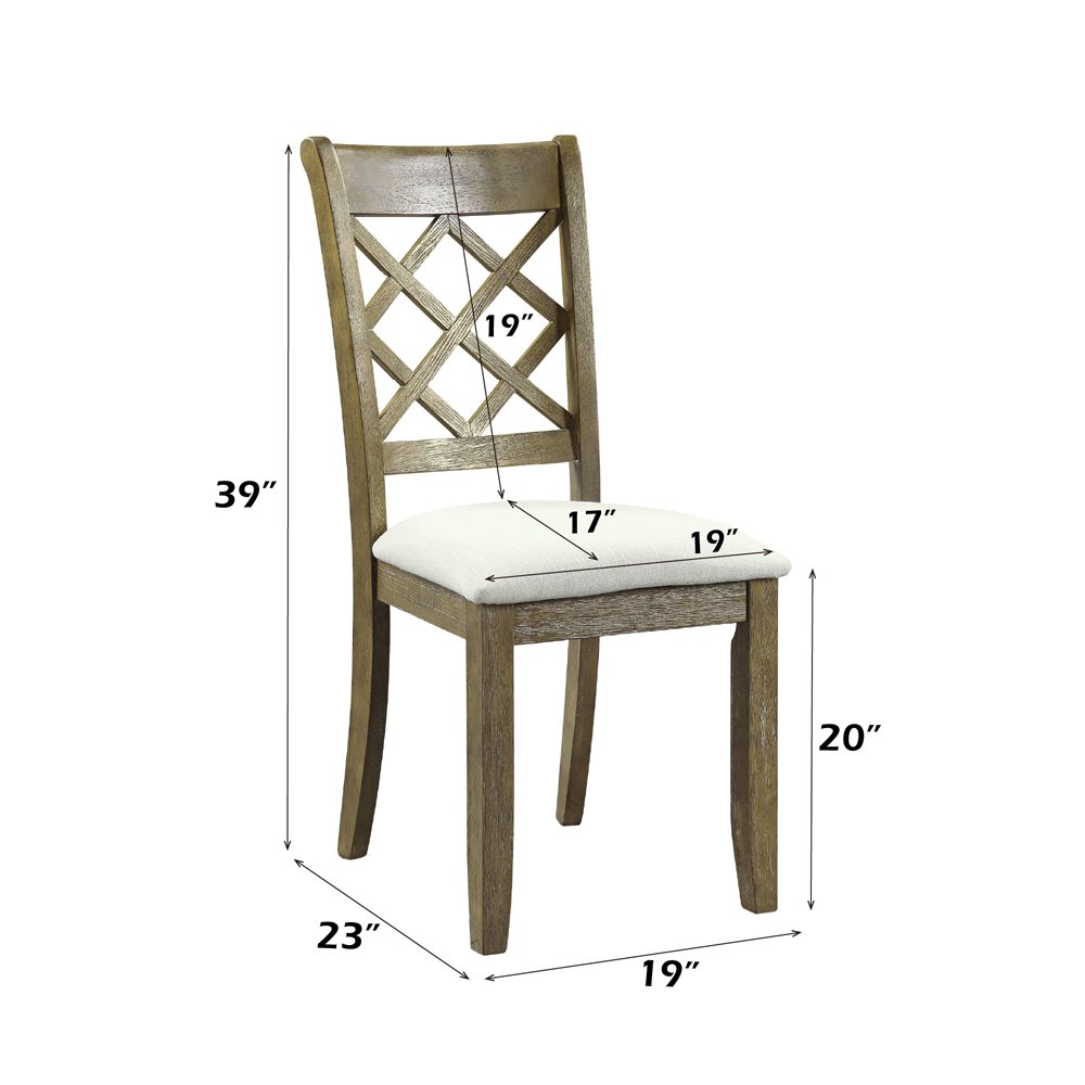 Karsen Side Chair (Set-2) Beige Linen & Rustic Oak. Picture 8