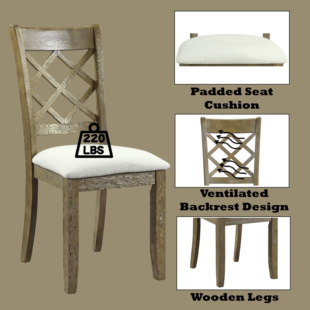 Karsen Side Chair (Set-2) Beige Linen & Rustic Oak. Picture 9