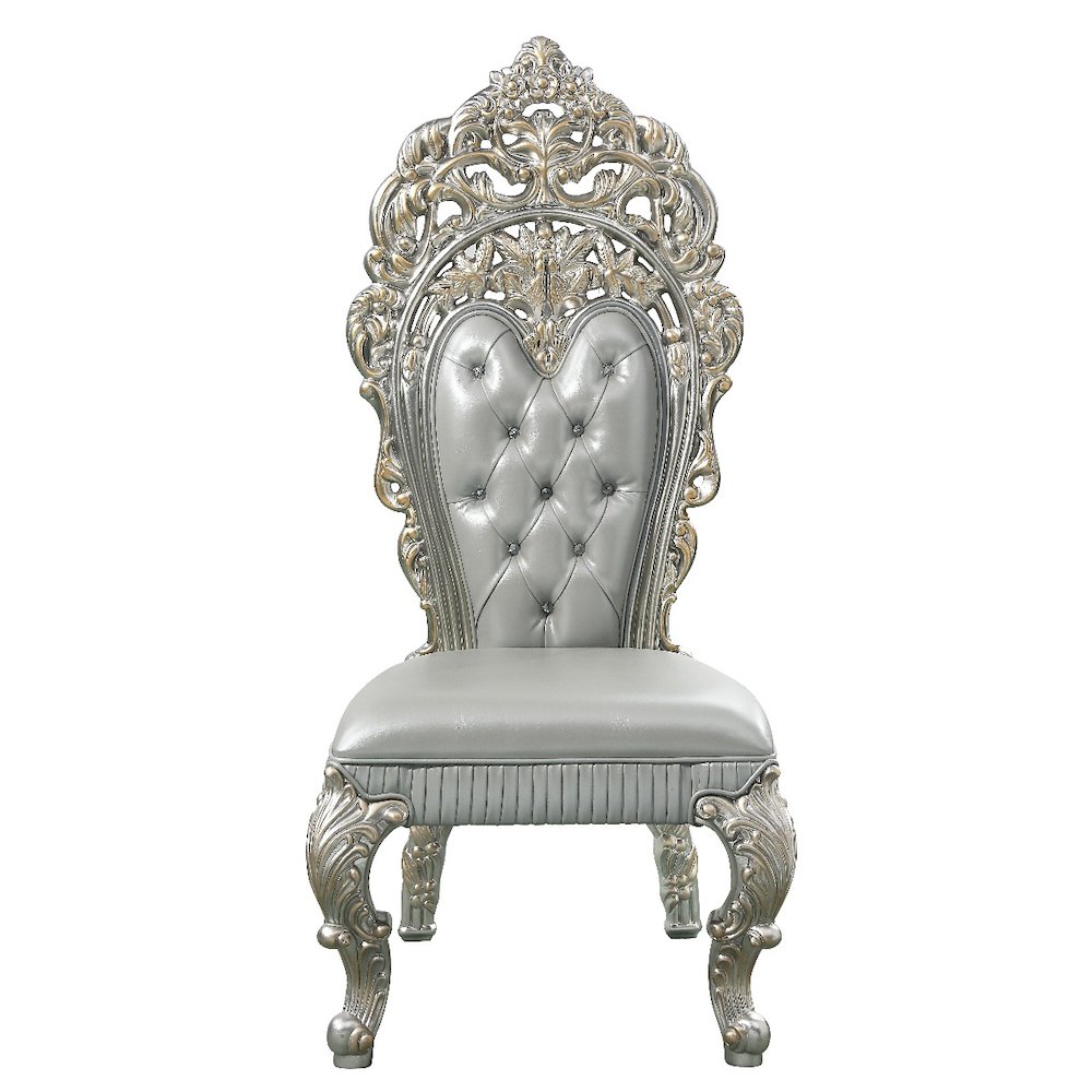 Sandoval Side Chair (Set-2) Beige Synthetic Leather & Champagne. Picture 3