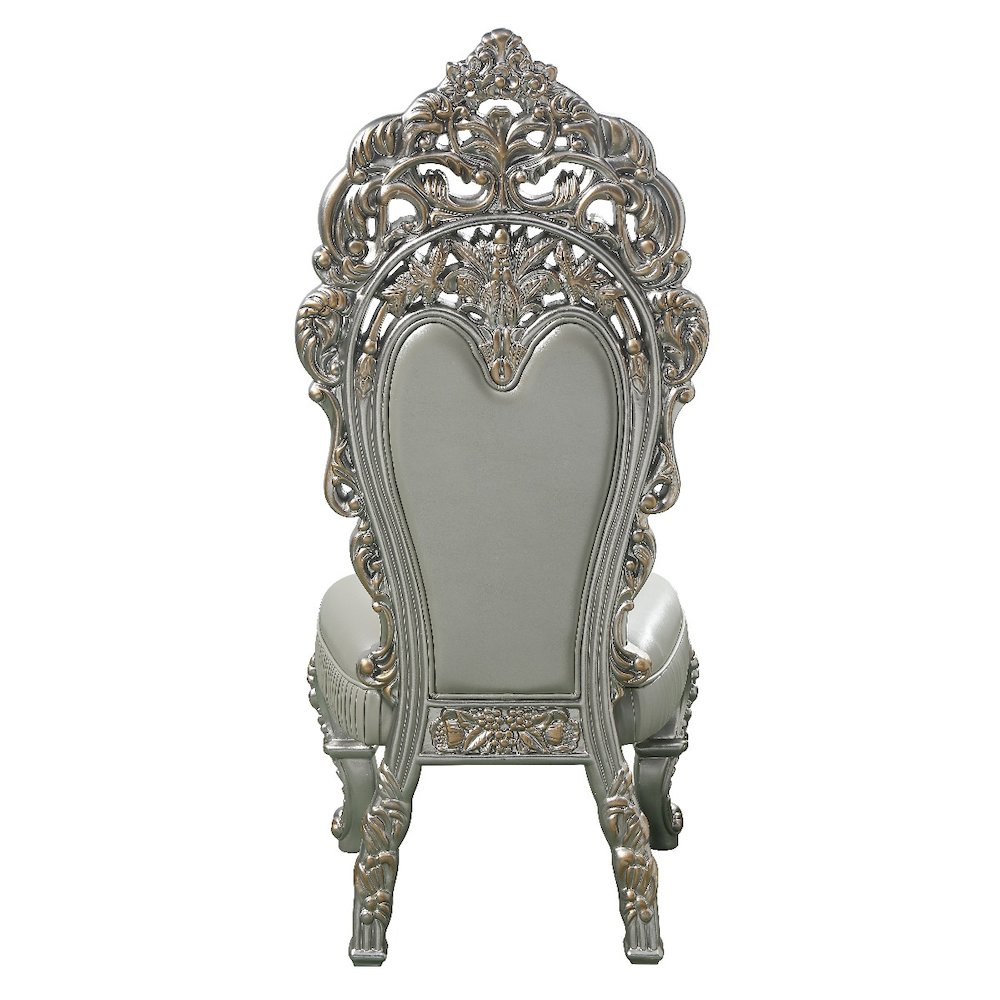 Sandoval Side Chair (Set-2) Beige Synthetic Leather & Champagne. Picture 4