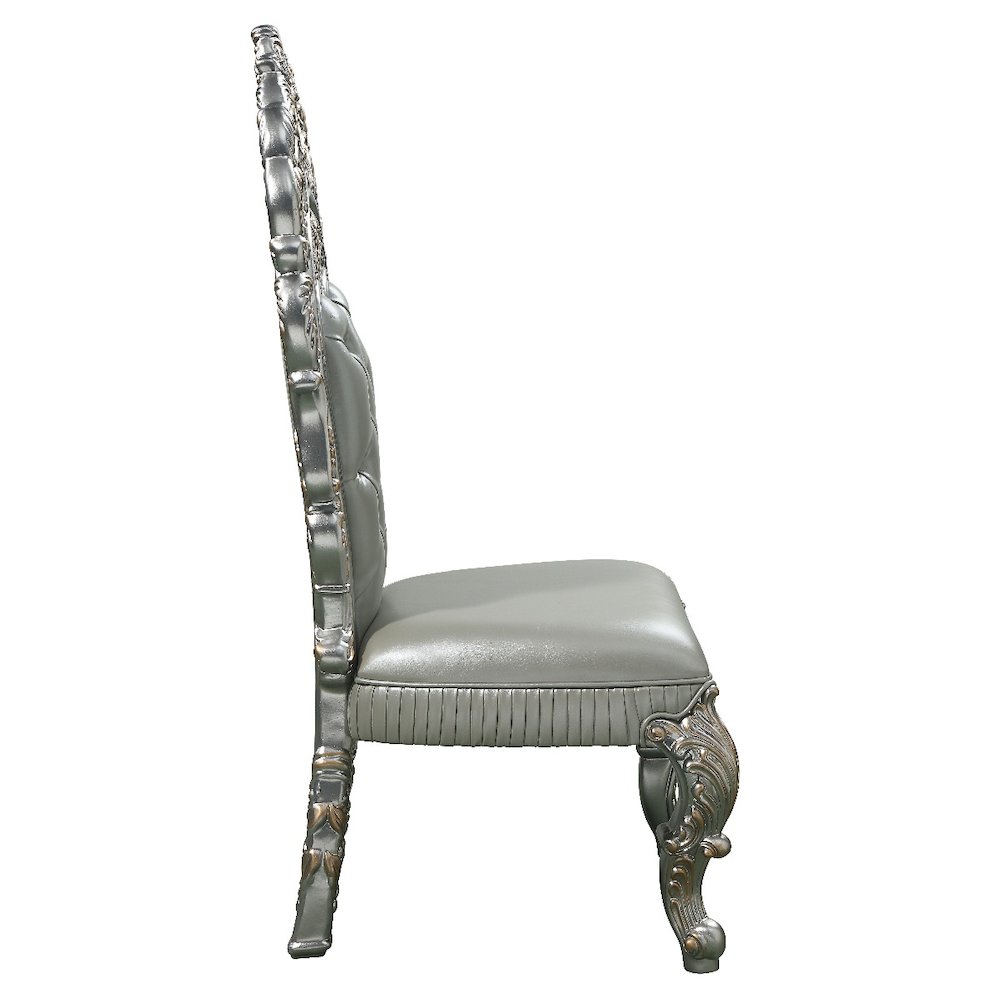 Sandoval Side Chair (Set-2) Beige Synthetic Leather & Champagne. Picture 5