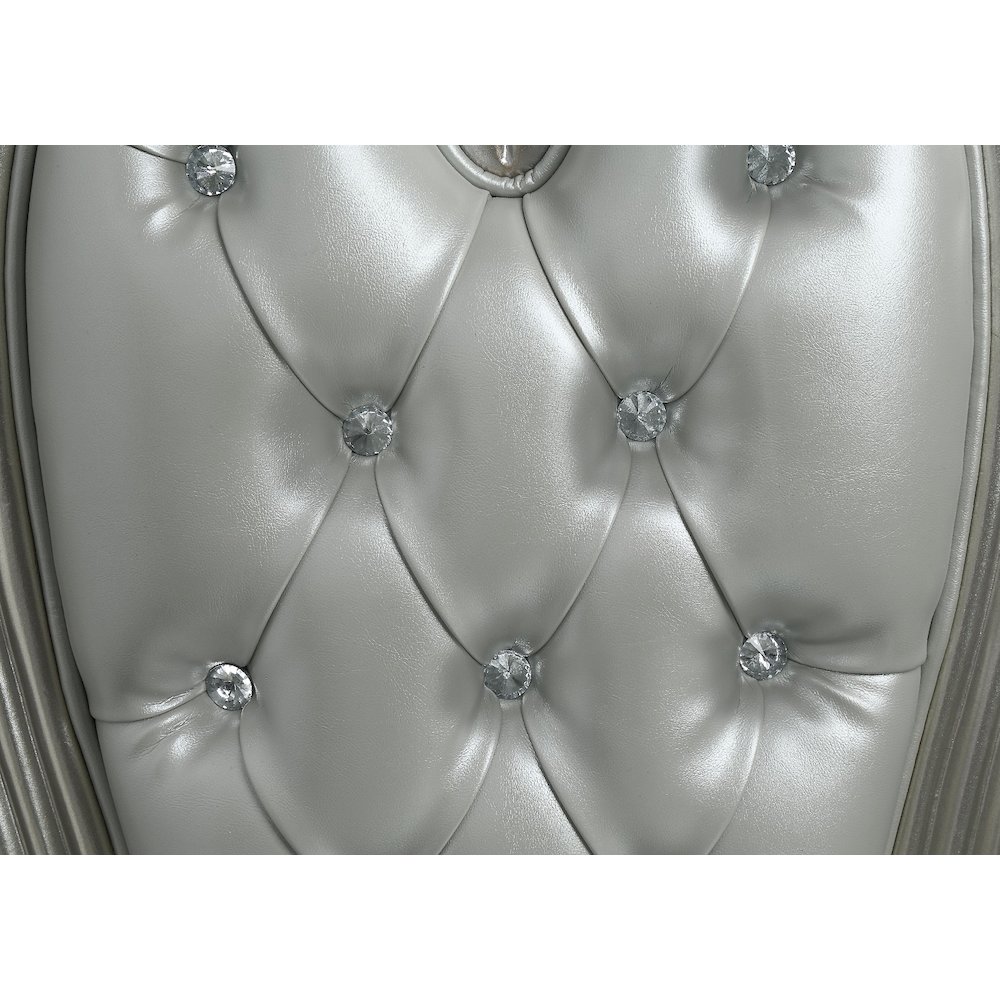 Sandoval Side Chair (Set-2) Beige Synthetic Leather & Champagne. Picture 6