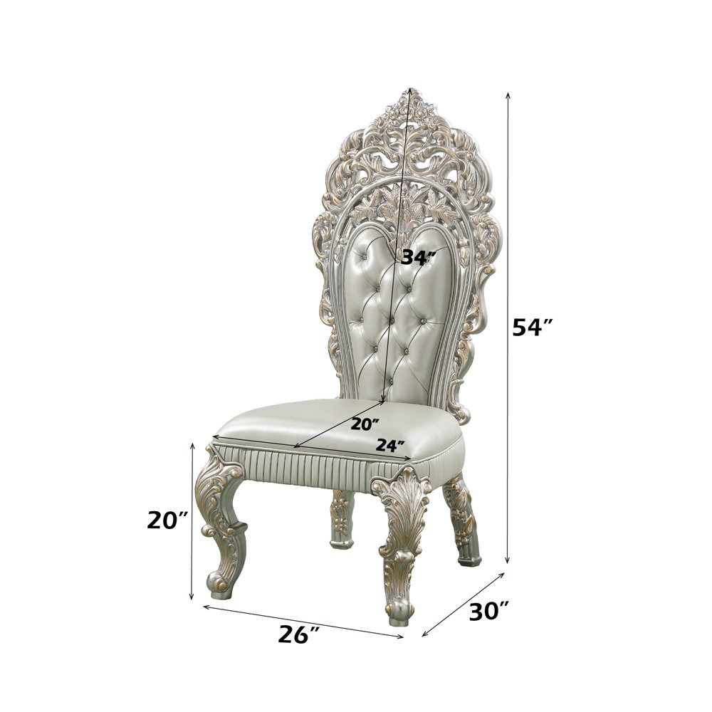 Sandoval Side Chair (Set-2) Beige Synthetic Leather & Champagne. Picture 8
