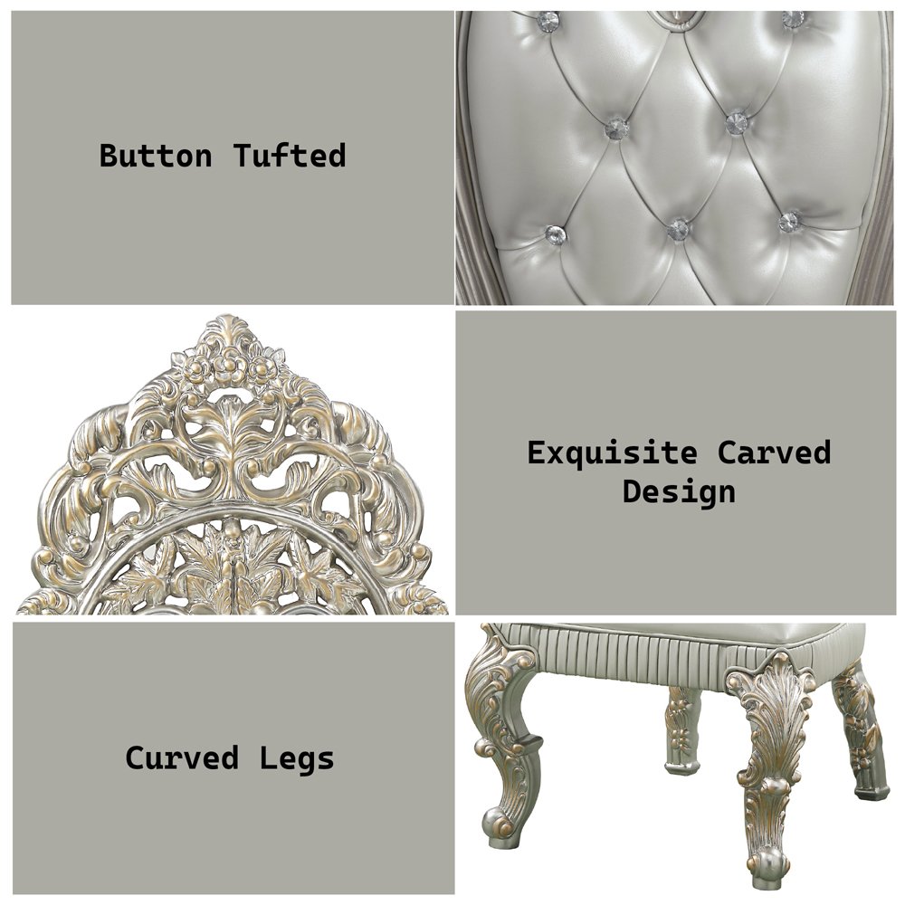 Sandoval Side Chair (Set-2) Beige Synthetic Leather & Champagne. Picture 9