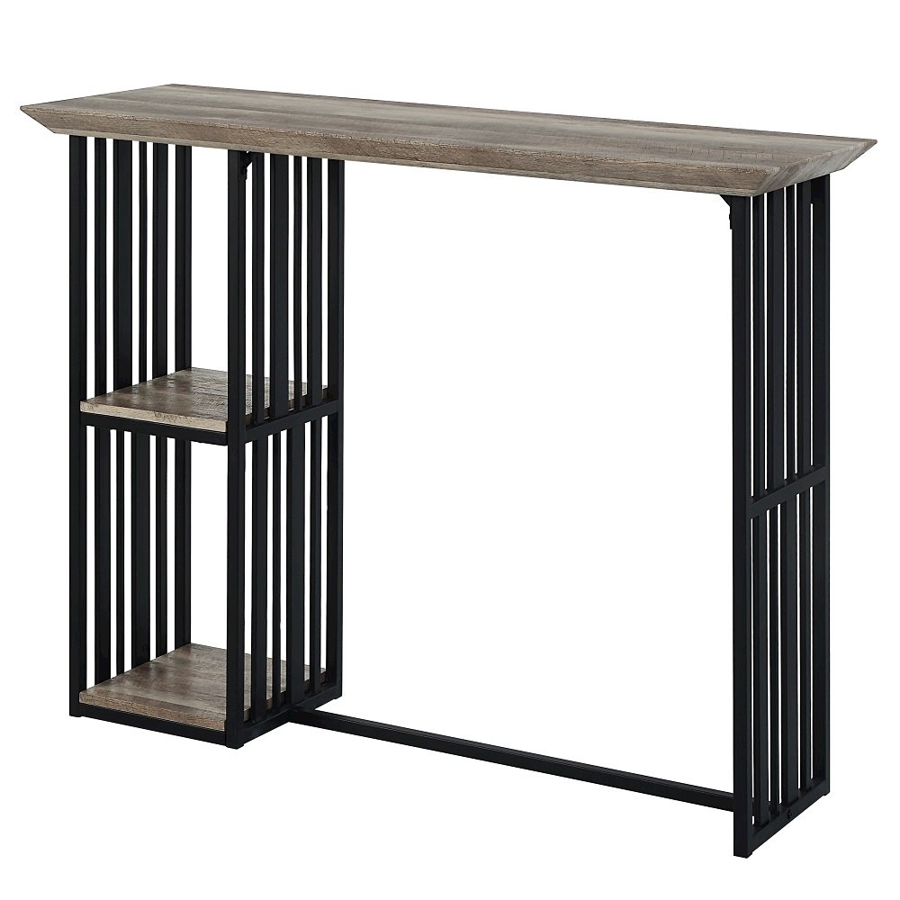 Zudora Counter Height Table Antique Oak & Black. Picture 1