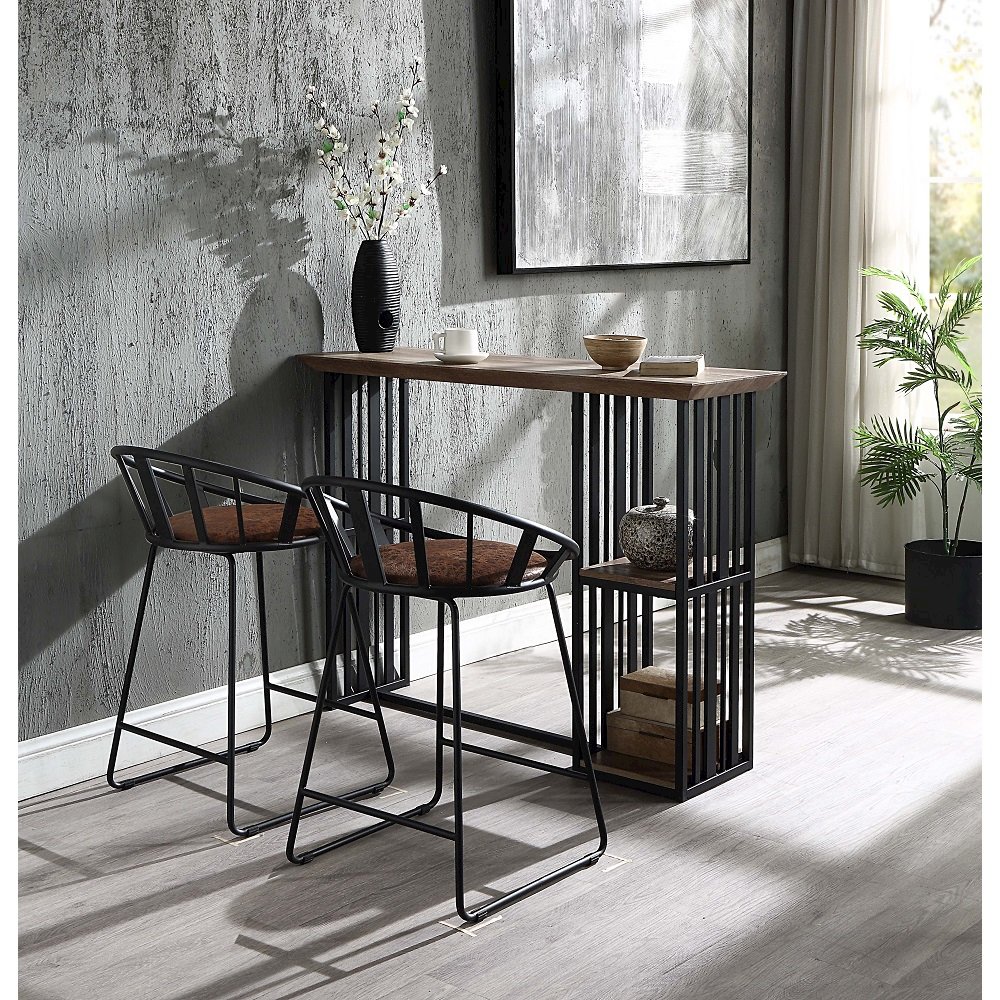 Zudora Counter Height Chair (Set-2) Synthetic Leather & Black. Picture 7