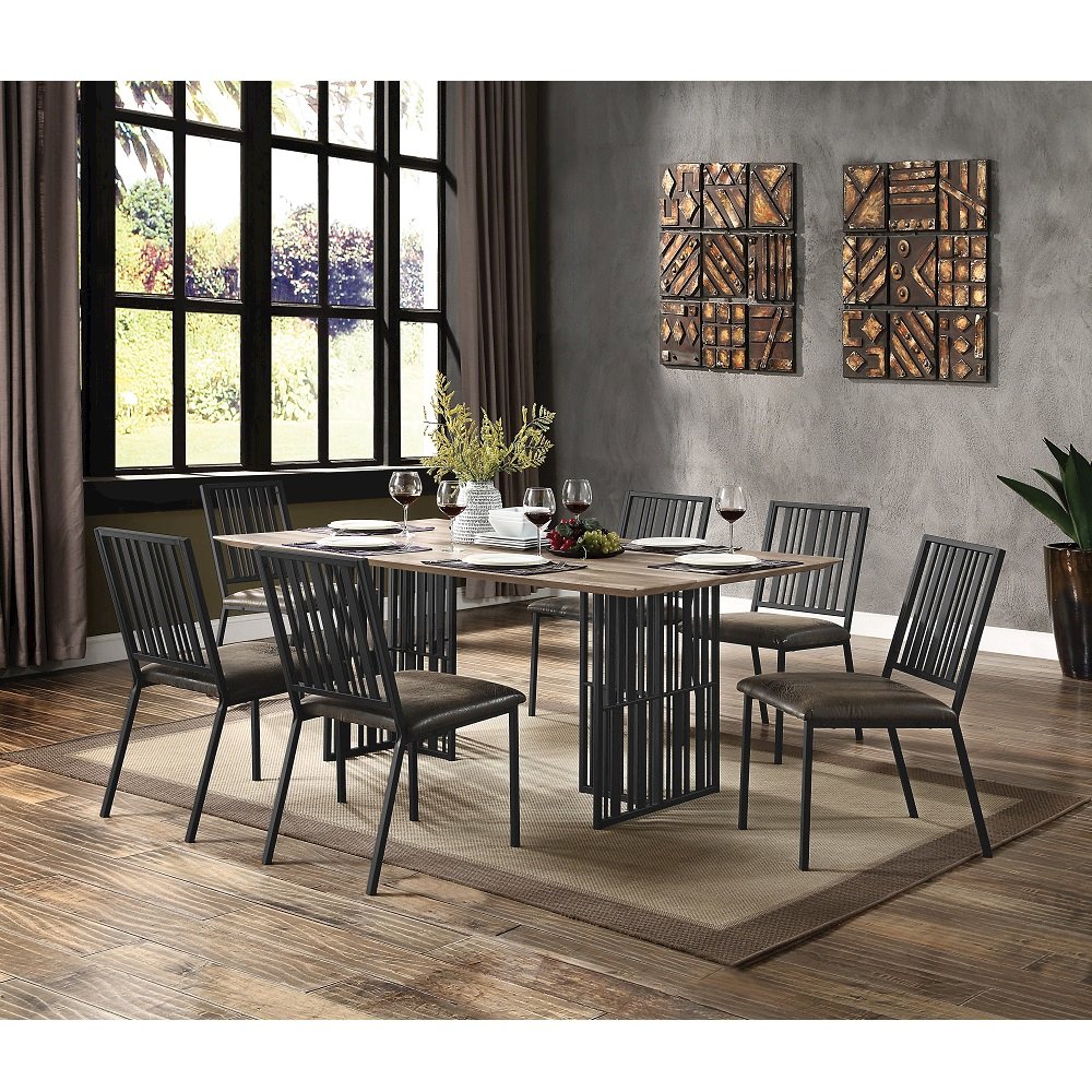 Zudora Side Chair (Set-2) Synthetic Leather & Black. Picture 2
